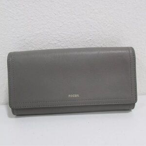Fossil Logan RFID Gray Leather Trifold Wallet